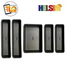 Kit Com 5 Organizadores De Gaveta Pretos Ajustáveis Porta Talher Divisorias Para Cozinha Talheres