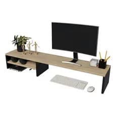 Suporte Para Monitor e NoteBook Base Tríplex Elevatória Marrom E Preto Gamer Escritório Quarto