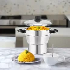 Cuscuzeira de Alumínio Polido Cuscuz e Legumes Panela a Vapor n°16 Cuscuzeiro 2litros