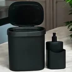Kit Pia Com Lixeira 3,5 Litros e Dispenser de Detergente 500 ML Porta Bucha