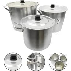 Kit 3 CALDEIROES ou 3 TACHOS Aluminio Industrial Restaurante Hotel Bar