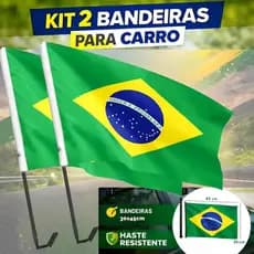 Kit 2 Bandeira do Brasil 30x45 cm 100% Poliéster 2 lados com Cores Fortes e Nítidas