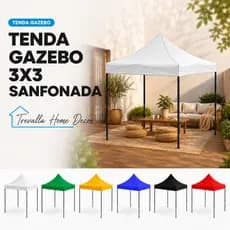 Tenda Gazebo 3x3 Dobrável Reforçada Impermeável C/ Bolsa de Transporte | Feira Evento Camping Praia