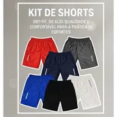 Kit 5 Short Masculino Esportivo Chimpa Academia com bolso de Zíper Refletivo