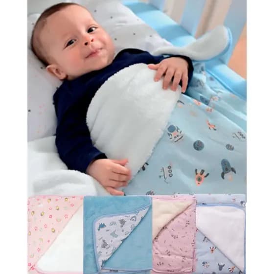 Manta Soft Dupla Face Cobertor Bebe 85cmx1,00m Algodão