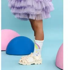 Meia Divertida Midi Arco Iris Coração Babado Menina Infantil