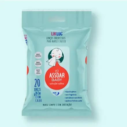 Assoar Baby - Lenços Umedecidos com Solução Salina - LikLuc Lenço Nariz