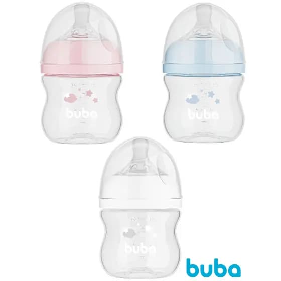 Mamadeira Anticólica Bebê 0 meses 120mL Buba Easy FLow Recém Nascido