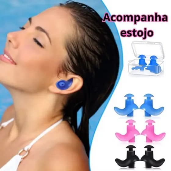 Protetor de Ouvido Para Natação em Silicone Flexivel Tampão Auricular