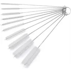 Kit 10 Escovas Limpeza Canudo Aço Varetas Grande e Pequena Copo Garrafa