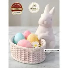 Enfeite De Páscoa Coelho Decorativo Porta Ovos Páscoa Cesto Gourmet Branco Minimalista Moderno