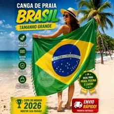 Canga Praia Bandeira Brasil Copa Do Mundo 2026 Tamanho Grande - Toalha Praia Piscina Viagem Torcida