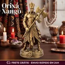 Escultura Xangô Orixá Decoração 3D Premium Ouro Velho Altar Umbanda Candomblé Envio 24H