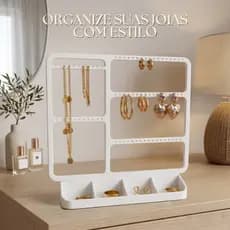 Organizador de Joias Vertical - Brinco, Pulseira, Colar, Anel - Premium compacto com divisórias