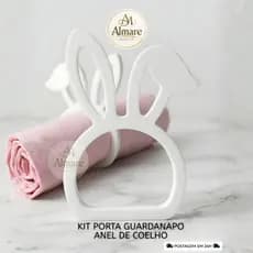 Enfeite De Páscoa Kit Porta Guardanapo Coelho Páscoa Luxo Orelha Dobrada Minimalista