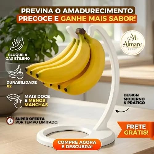 Suporte Para Bananas Premium 23cm Reforçado Organizador Fruteira Suspensa Anti Amassado Cozinha