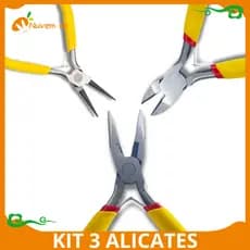 Kit Jogo de Alicates Universal Bico Redondo P/ Artesanato Bijuteria Elétrica Corte Profissional Multifuncional