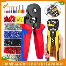 Kit Alicate Crimpagem Profissional 1200 Terminais Ilhós Tubular Descascador Fios Ajuste Ferramenta Elétrica Fácil-NUVEM