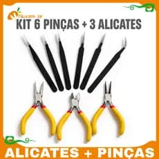 KIT Alicates Bijuteria + 6 Pinças Manutenção Artesanato Alta Qualidade e Precisão - NUVEM