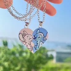 Stitch Cartoon amor pingente costura colar bonito estrela tesouro casal amigos colar|Presente Aniversário|Fofo Kawaii