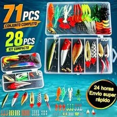 Kit de acessórios de pesca de 28pcs/71 pcs-combinação de anzol de isca-com caixa, adequado para água salgada e água doce