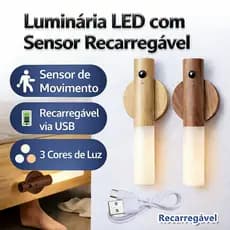 Luminária LED com Sensor Movimento Recarregável, Luminária magnética de madeira minimalista,adequado para mesa e parede