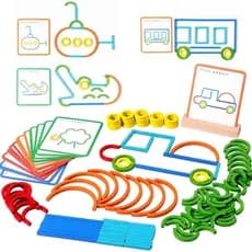 Brinquedo educativo de madeira Montessori, quebra-cabeça criativo - brinquedo de educação motora fina para crianças de 3