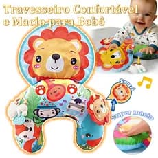 Travesseiro Confortável e Macio para Bebê, Almofada Tummy Time com Som, Brinquedo Sensorial e Mordedor para Bebês