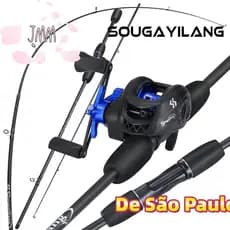 Sougayilang Conjunto De Vara De Pesca 1.8m Fundição Corpo De Carbono Com Carretel De Arremesso 4 Cores 7.2 : 1 Relação D