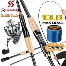 Sougayilang 1.8m Vara De Pesca De Fibra De Carbono 5-10LB M Potência E Molinete De 1000-4000 Carretel De Alumínio 5.0 :1
