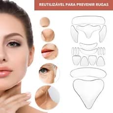 Kit com 16 Tiras Faciais de Silicone - Lifting Instantâneo, Adesivas e Invisíveis para Rugas e Linhas de Expressão