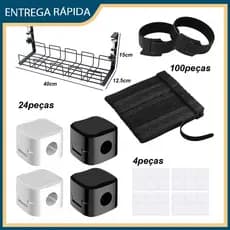 Organizador de cabos magnético sob a mesa Organizador de cabos com velcro colorido Suporte para clipes de cabos