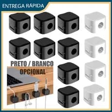 12x Braçadeira de cabo magnética Suporte de cabo Sob a mesa Gestão de cabos Organizador de suporte de cabos