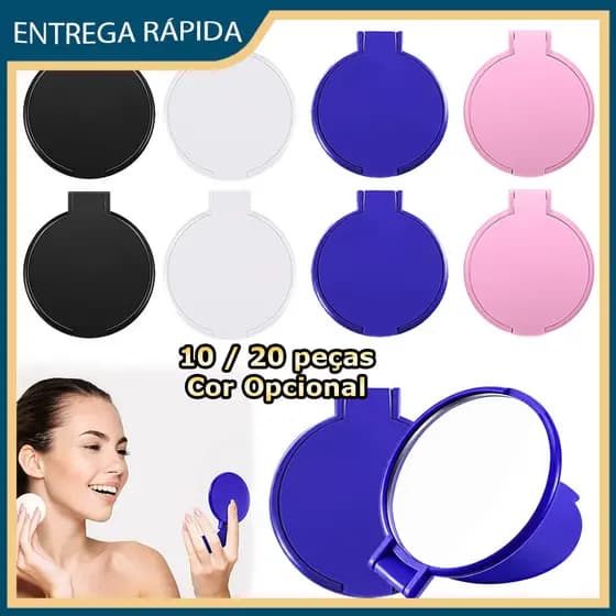 10/20x Espelho redondo para maquiagem espelho de bolsa mini dobrável Espelhos Lembrancinha - Várias cores