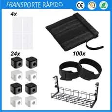 Organizador de cabos com velcro em forma de T Organizador de cabos com velcro sob a mesa