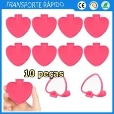 10 Rosa-carmesim Mini espelho dobrável em formato de coração espelho portátil espelho maquiagem de viagem espelho bolso