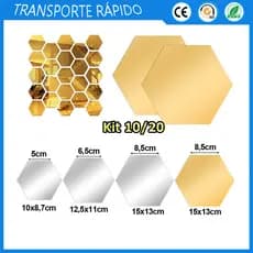 10/20 Folhas de espelho hexagonais folhas de espelho acrílico autoadesivas para entradas banheiros pias e salas de estar