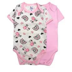 kit 2 body de bebê  manga curta menina 100% algodão feminino body de bebê  body estampado e liso de bebê