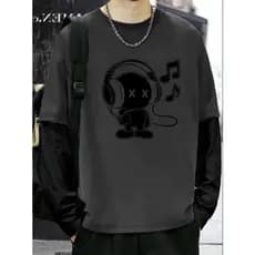 Camiseta Manga Longa Chumbo Streetwear Modelo: "Musica" - Tumblr CAMLG-1494-GRF COYOTE STREET
