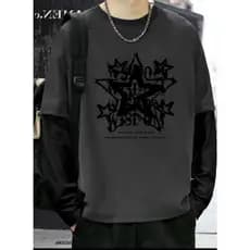 Camiseta Manga Longa Chumbo Streetwear Modelo: "Estrelas" - Tumblr CAMLG-1486-GRF COYOTE STREET
