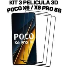 Kit 3x Película Frontal Xiaomi Poco X6 / Xiaomi Poco X6 Pro 5g Vidro Temperado 3d Qualidade Premium