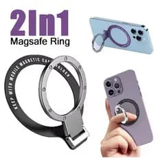 Magsafe Celular Titular Anel de Dedo Magnético, Folding Desktop Stand para iPhone 15, 14, Xiaomi, Samsung,