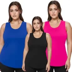 KIT 3 Camiseta Regata Tapabumbum Costa Nadadora Feminina Plus Size Fitness