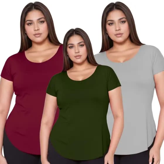 Kit 3 Blusa Feminina Plus Size Tapabumbum Feminina Sobre legging Academia