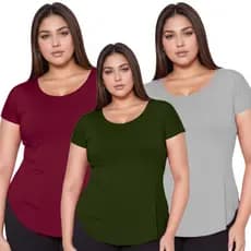 Kit 3 Blusa Feminina Plus Size Tapabumbum Feminina Sobre legging Academia