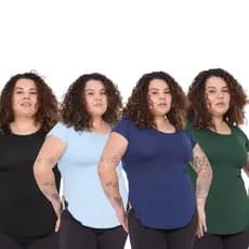 Kit 4 Blusa Feminina Plus Size Tapabumbum Feminina Sobre legging Academia