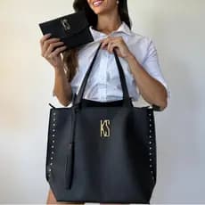Bolsa Feminina Duo Sacola Grande Tote Alça De Ombro Porta Documento Fecho Magnético Dia dos Namorados