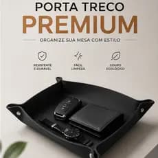 Porta Treco Premium Mesa Organizador Couro Sintético Bandeja