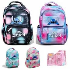 Mochila Escolar Feminina stitch juvenil tipo porta abre 180º confortável e impermeável