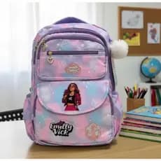Mochila EMILLY VICK confortável alças acolchoadas impermeável abre 180º ESCOLAR acompanha+ CHAVEIRO